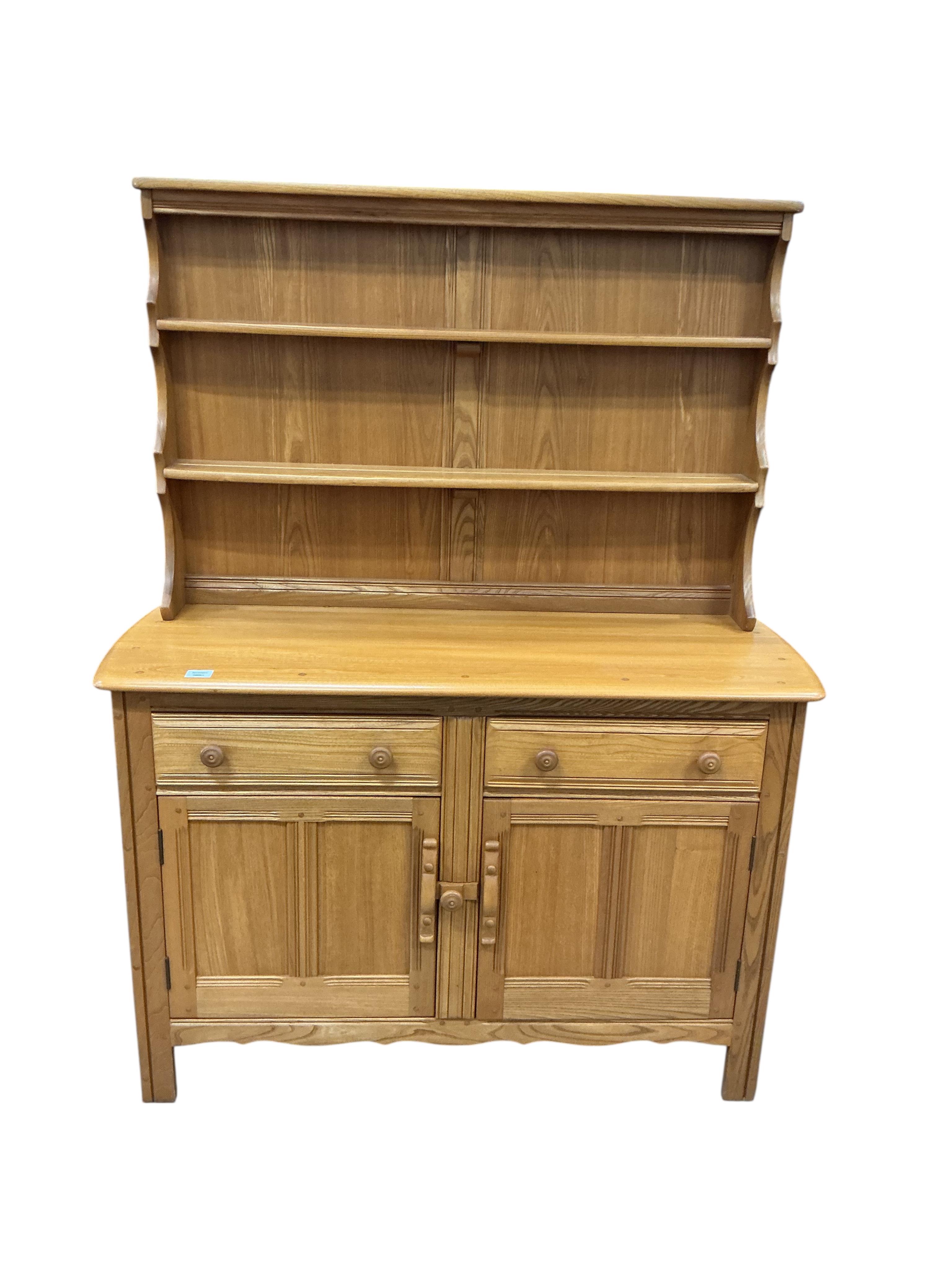 An Ercol light elm dresser, width 122cm, depth 46cm, height 161cm